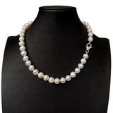 KKGEM 10-11mm Cultured Pearl Necklace 925 Silver Clasp