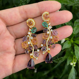 KKGEM 9mm CZ Flower Shape Pave Dangle Stud Earrings