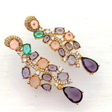 KKGEM 9mm CZ Flower Shape Pave Dangle Stud Earrings