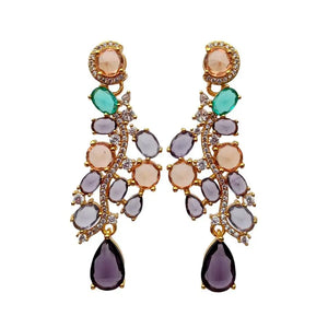 KKGEM 9mm CZ Flower Shape Pave Dangle Stud Earrings