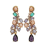 KKGEM 9mm CZ Flower Shape Pave Dangle Stud Earrings