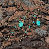 Green Amazonite Teardrop Earrings with Crucifix Dangle
