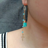 Green Amazonite Teardrop Earrings with Crucifix Dangle