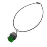 KKGEM Rhinestone Choker Necklace Green Quartz Carved Buddha Pendant Gift