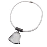 Buddha Pendant Choker Necklace with Rhinestone Pave, Clear Quartz, 48x48mm