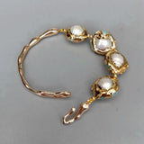 KKGEM Larimar Cultured Keshi Pearl Bangle Bracelet