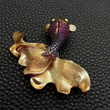 KKGEM Cubic Zirconia Goldfish Brooch Pin 60x50mm