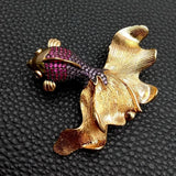 KKGEM Cubic Zirconia Goldfish Brooch Pin 60x50mm