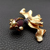 KKGEM Cubic Zirconia Goldfish Brooch Pin 60x50mm