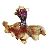 KKGEM Cubic Zirconia Goldfish Brooch Pin 60x50mm