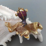 KKGEM Cubic Zirconia Goldfish Brooch Pin 60x50mm