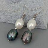 KKGEM Cultured Freshwater Baroque Pearl Rice Pearl Earrings