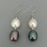 KKGEM Cultured Freshwater Baroque Pearl Rice Pearl Earrings