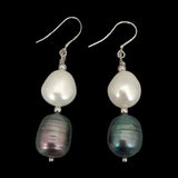 KKGEM Cultured Freshwater Baroque Pearl Rice Pearl Earrings