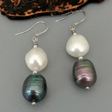 KKGEM Cultured Freshwater Baroque Pearl Rice Pearl Earrings