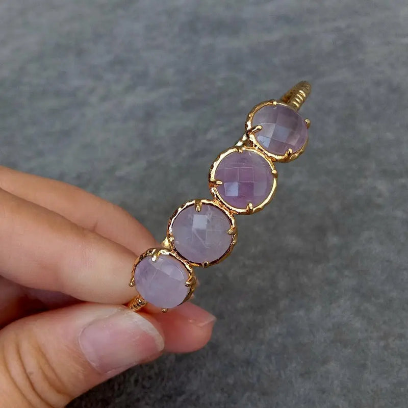 KKGEM 12mm Light Purple Amethyst Bangle Bracelet
