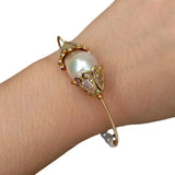 KKGEM Pearl Keshi Bangle Bracelet Adjustable