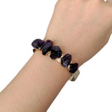 KKGEM Natural Purple Amethyst Rough Raw Plated Bangle Bracelet