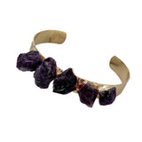 KKGEM Natural Purple Amethyst Rough Raw Plated Bangle Bracelet