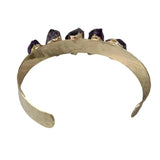 KKGEM Natural Purple Amethyst Rough Raw Plated Bangle Bracelet