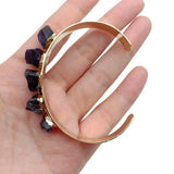 KKGEM Natural Purple Amethyst Rough Raw Plated Bangle Bracelet
