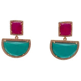 KKGEM Fuchsia Cat Eye Dangle Earrings Geometric Jewelry