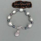 Gray Rice Freshwater Pearl Bracelet with Toggle Clasp