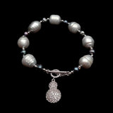Gray Rice Freshwater Pearl Bracelet with Toggle Clasp