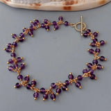 KKGEM 4mm Amethyst Faceted Wrap Bracelet Charm
