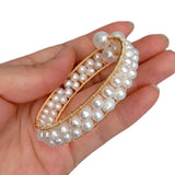 KKGEM Natural Cultured Potato and Rice Pearl Wrap Bangle Bracelet