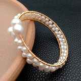 KKGEM Natural Cultured Potato and Rice Pearl Wrap Bangle Bracelet