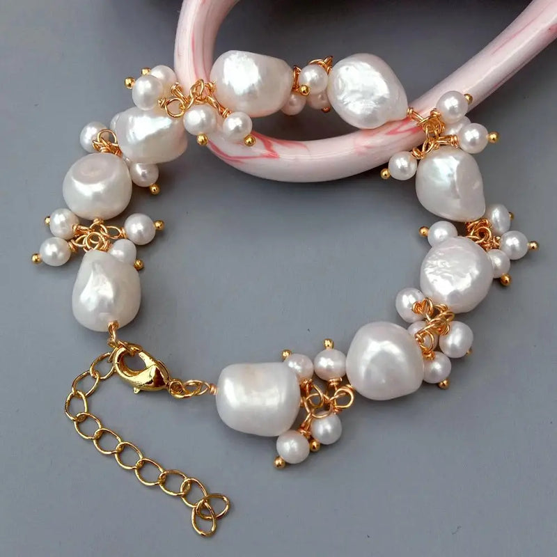 KKGEM Freshwater Baroque Pearl Bracelet - Wedding Birthday Wrap