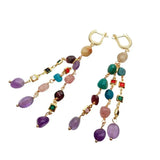 6x8mm Amethyst Citrine Kyanite Dangle Earrings CZ Pave Lever Back