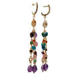 6x8mm Amethyst Citrine Kyanite Dangle Earrings CZ Pave Lever Back