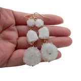 KKGEM Natural Quartz Rough 925 Silver Dangle Earrings for Women