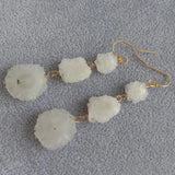 KKGEM Natural Quartz Rough 925 Silver Dangle Earrings for Women