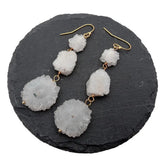 KKGEM Natural Quartz Rough 925 Silver Dangle Earrings for Women