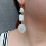 KKGEM Natural Quartz Rough 925 Silver Dangle Earrings for Women