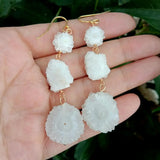 KKGEM Natural Quartz Rough 925 Silver Dangle Earrings for Women
