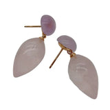 Rose Quartz Amethyst Coin Stud Earrings for Office Woman