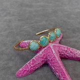 KKGEM Green Amazonite Plated Bangle Bracelet Adjustable