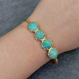 KKGEM Green Amazonite Plated Bangle Bracelet Adjustable