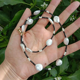 KKGEM Coin Pearl Spinel Choker Necklace Women Jewelry