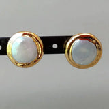 15mm Coin Pearl Stud Earrings for Women