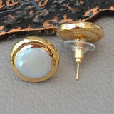 15mm Coin Pearl Stud Earrings for Women