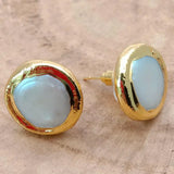 15mm Coin Pearl Stud Earrings for Women