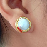 15mm Coin Pearl Stud Earrings for Women