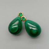 KKGEM Green Malachite Teardrop CZ Stud Earrings