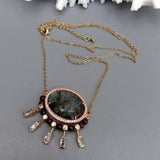 KKGEM Labradrite Garnet Cz Beads Chain Necklace