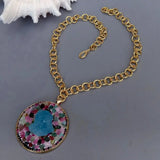 KKGEM Natural Aquamarine Rough Tourmaline Bead Pendant Necklace
